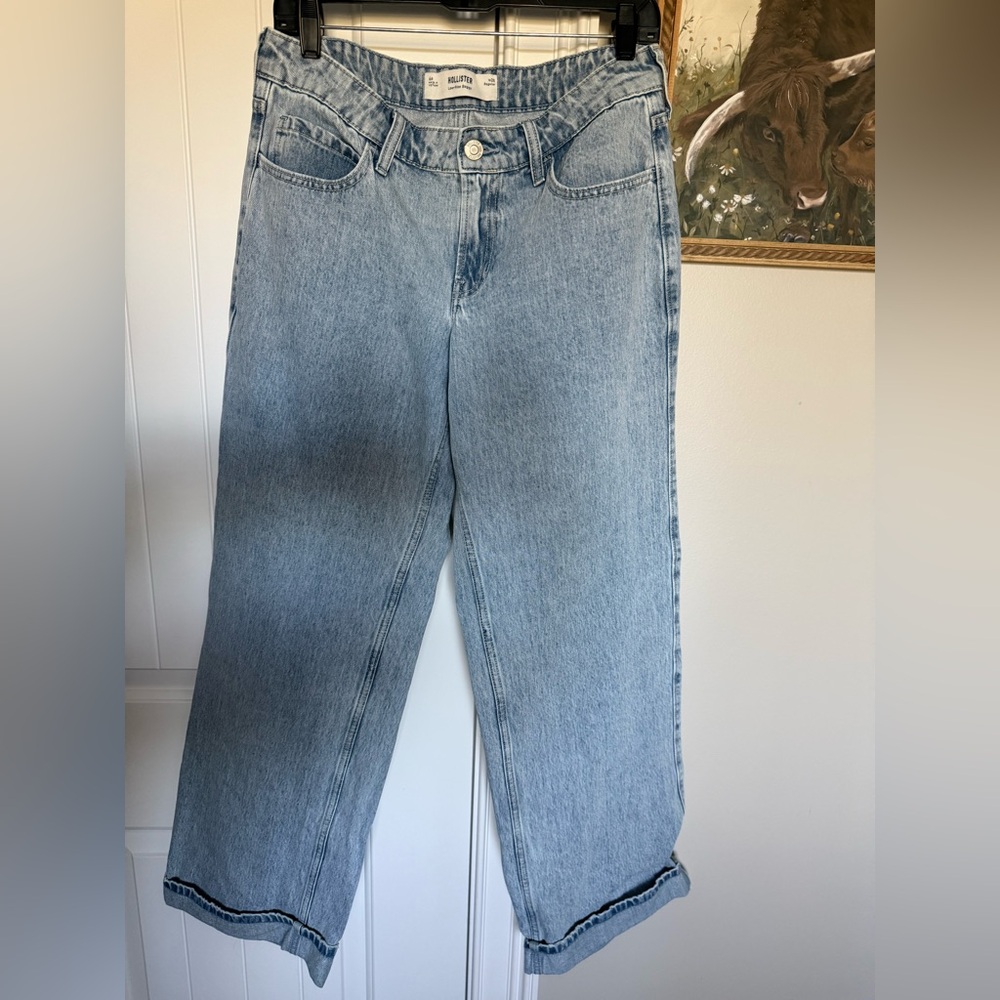 Hollister Light Blue Women's Jeans Low Rise Baggy